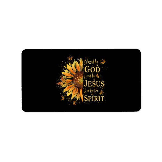 Gud välsignad - älskad av Jesus, solros Adressetikett (Framsidan)