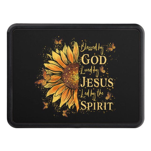 Gud välsignad - älskad av Jesus, solros Dragkroksskydd (Framsidan)