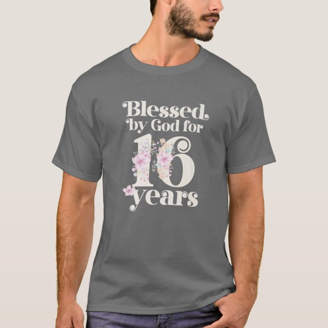 Gud välsignat i 16 år t shirt (Framsida)