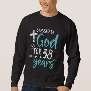 Gud välsignat i 38 år Cute Religiösa Guds G Lång Ärmad Tröja