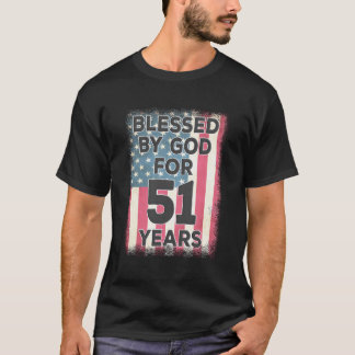 Gud välsignat i 51 år Amerikanska USA flagga 51st T Shirt