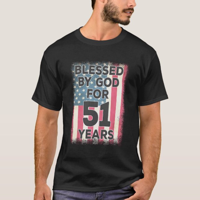 Gud välsignat i 51 år Amerikanska USA flagga 51st T Shirt (Framsida)