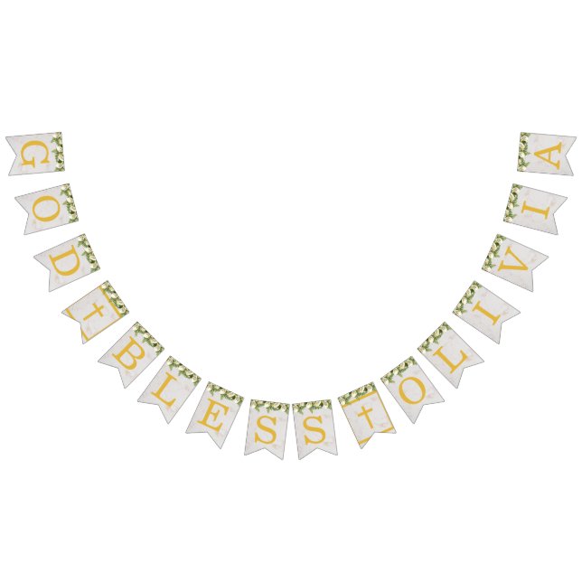 Gud välsigne 6 Bokstäver Blommig Calla Dop Nattvar Vimplar (Alla)