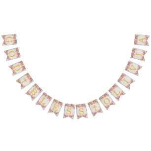 Gud välsigne 6 Bokstäver Rosa Orkidéer Dop Kommuni Vimplar