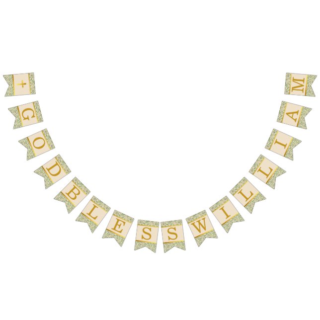 Gud välsigne 7 Bokstäver Gröna blad Dop Nattvard Vimplar (Alla)