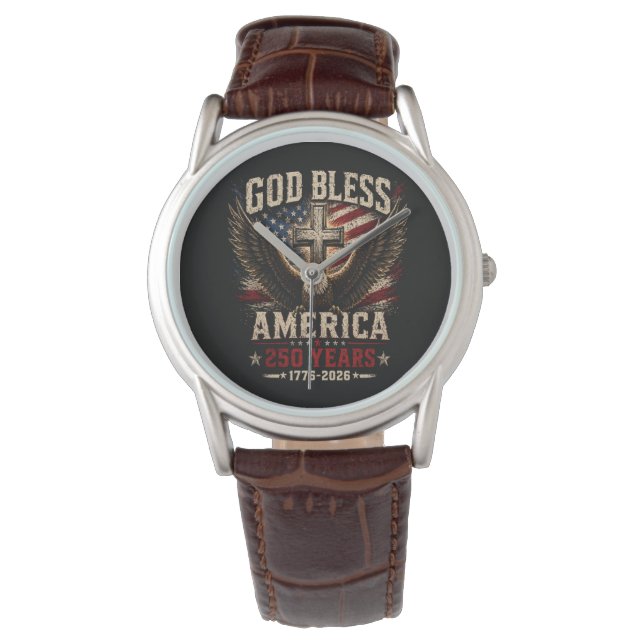 Gud välsigne Amerika 250 år 1776-2026 Armbandsur (Framsida)