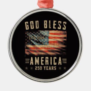 Gud välsigne Amerika 250 år 1776-2026 Julgransprydnad Metall