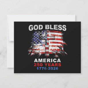 Gud Välsigne Amerika 250 År 1776-2026 Kristet Kors Julkort