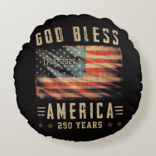 Gud välsigne Amerika 250 år 1776-2026 Rund Kudde