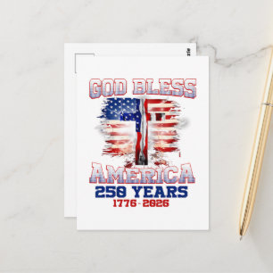Gud välsigne Amerika 250 år 1776 2026 Vykort