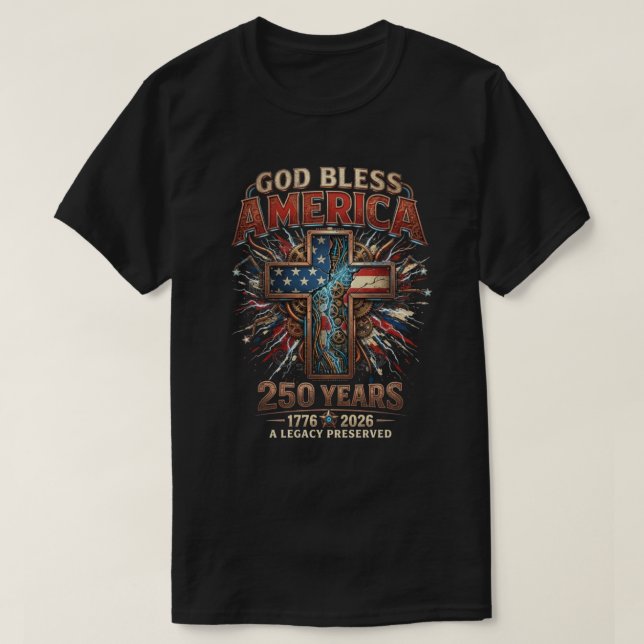 Gud välsigne Amerika 250 år T Shirt (Design framsida)