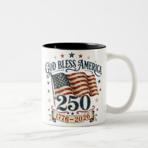 Gud välsigne Amerika 250-årsjubileumsmugg Två-Tonad Mugg