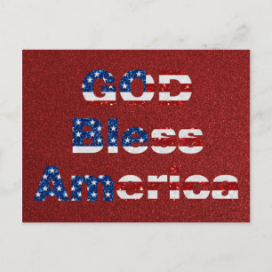 Gud välsigne Amerika 4 juli Glitter Vykort