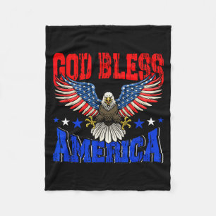 Gud välsigne amerika amerikansk örnflagga 4 juli fleecefilt
