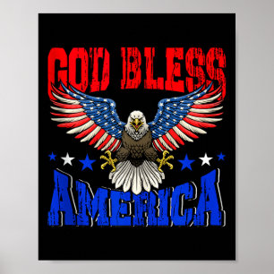 Gud välsigne amerika amerikansk örnflagga 4 juliGu Poster