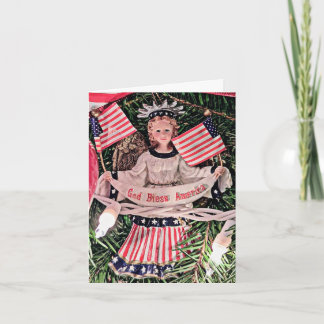 Gud välsigne Amerika Ängel Julkort Kort