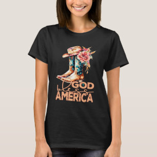 Gud välsigne Amerika Cowgirl-stövlar & Blommig sve T Shirt