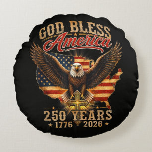 Gud välsigne Amerika Eagle 250 år 1776 2026 Rund Kudde