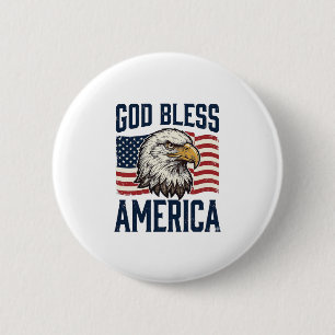 Gud välsigne Amerika Eagle Patriotisk Vektor Desig Knapp