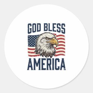 Gud välsigne Amerika Eagle Patriotisk Vektor Desig Runt Klistermärke
