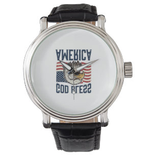 Gud välsigne Amerika Eagle Patriotisk Vektordesign Armbandsur