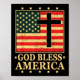Gud välsigne Amerika Jesus Kristet Kors Gud Bibeln Poster