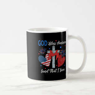 Gud välsigne Amerika Kristet Hjärta Kors Jesus 4:e Kaffemugg