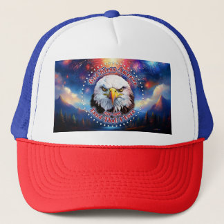 Gud välsigne Amerika Land som brun örn fyrverkeri Keps