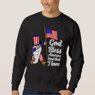 Gud välsigne Amerika Land som jag älskar Amerikan Lång Ärmad Tröja