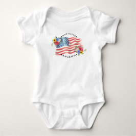 Gud välsigne Amerika med akvarellflagga/blommor II T Shirt