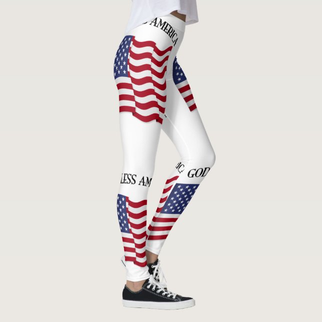 Gud välsigne Amerika med flagga Leggings (Höger)
