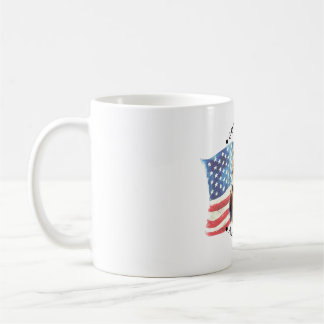 Gud välsigne Amerika med flagga/örn/eldwerk Kaffemugg