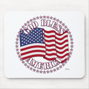 Gud välsigne Amerika med USA-flagga och 50 stjärno Musmatta