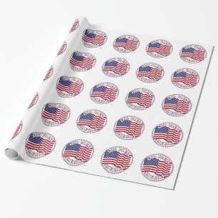 Gud välsigne Amerika med USA-flagga och 50 stjärno Presentpapper