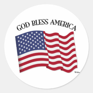 GUD VÄLSIGNE AMERIKA med USA-flagga Runt Klistermärke