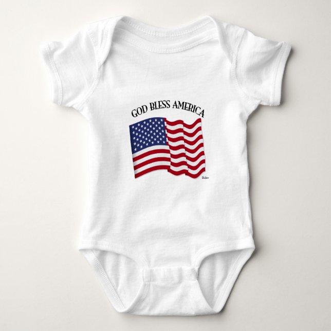 GUD VÄLSIGNE AMERIKA med USA-flagga Tee Shirt (Framsida)