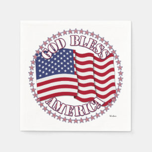 Gud välsigne Amerika med USA-flaggan och 50 stjärn Pappersservett