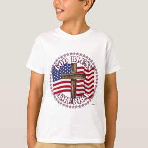 Gud välsigne Amerika och kors med USA-flagga 50 st Tee