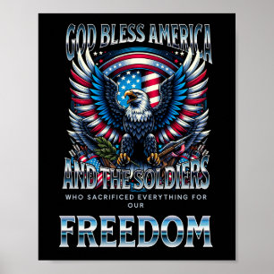 Gud välsigne Amerika och soldaterna Poster