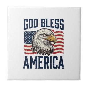 Gud välsigne Amerika Örn Patriotisk Vektor Design_ Kakelplatta