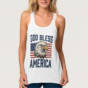 Gud välsigne Amerika Örn Patriotisk Vektor Design_ Linne Med Racerback