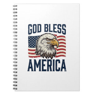 Gud välsigne Amerika Örn Patriotisk Vektordesign_1 Anteckningsbok