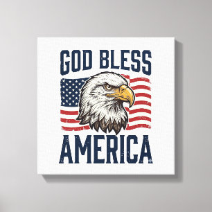 Gud välsigne Amerika Örn Patriotisk Vektordesign_1 Canvastryck