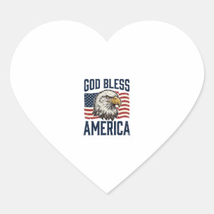 Gud välsigne Amerika Örn Patriotisk Vektordesign_1 Hjärtformat Klistermärke