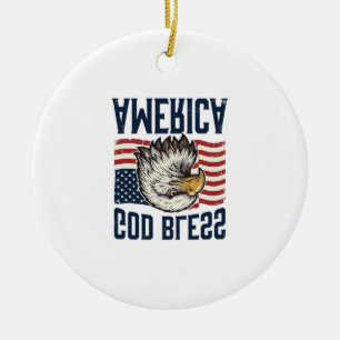 Gud välsigne Amerika Örn Patriotisk Vektordesign_1 Julgransprydnad Keramik
