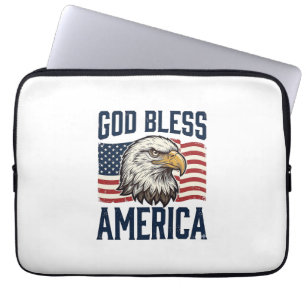 Gud välsigne Amerika Örn Patriotisk Vektordesign_1 Laptop Fodral