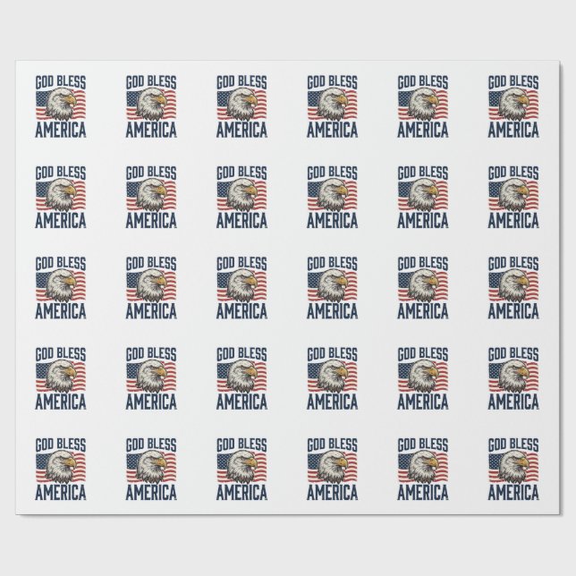Gud välsigne Amerika Örn Patriotisk Vektordesign_1 Presentpapper (Platt)
