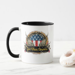 Gud välsigne Amerika Örnflagga Märke Mugg