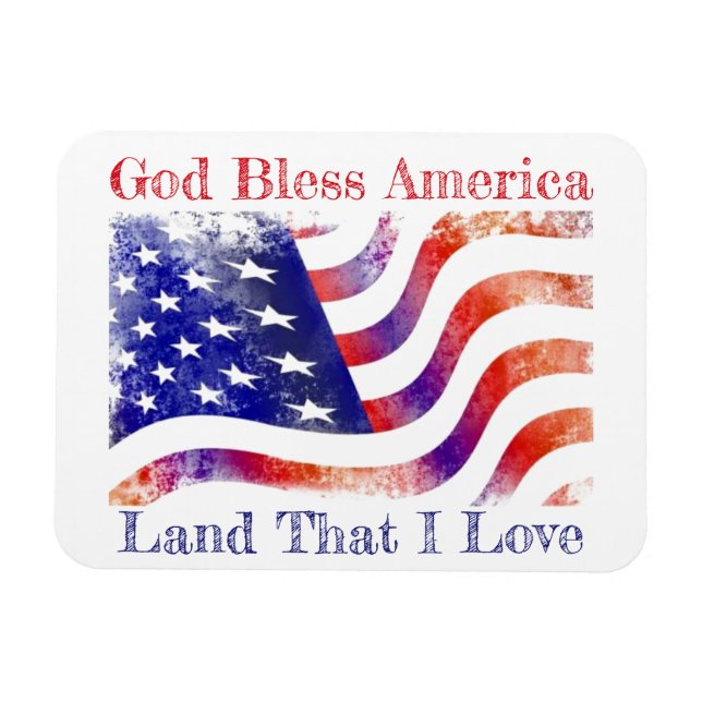 Gud välsigne Amerika Patriotisk Flexibel Fotomagne Magnet (Horisontell)