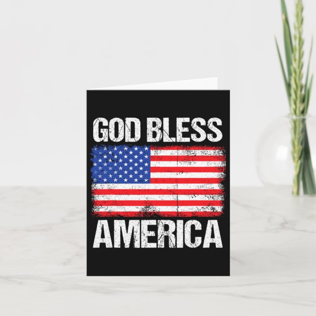 Gud välsigne Amerika Patriotisk Glad 4:e Juli För  Kort (Framsida)